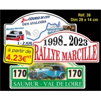 Plaque PVC Réf. 38 - RALLYE VOITURE ou MOTO