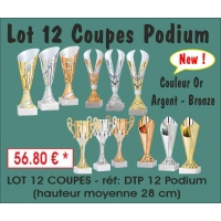 Réf. DT12P - LOT DE 12 COUPES PODIUM hauteur moyenne 28 cm
