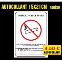 Autocollant réglementaire interdiction de fumer (15 x 21 cm)