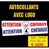 Autocollants ATTENTION CHEVAUX personnalisé Réf : AAUP