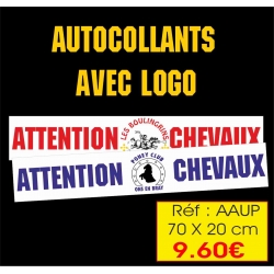 Autocollants ATTENTION CHEVAUX personnalisé Réf : AAUP